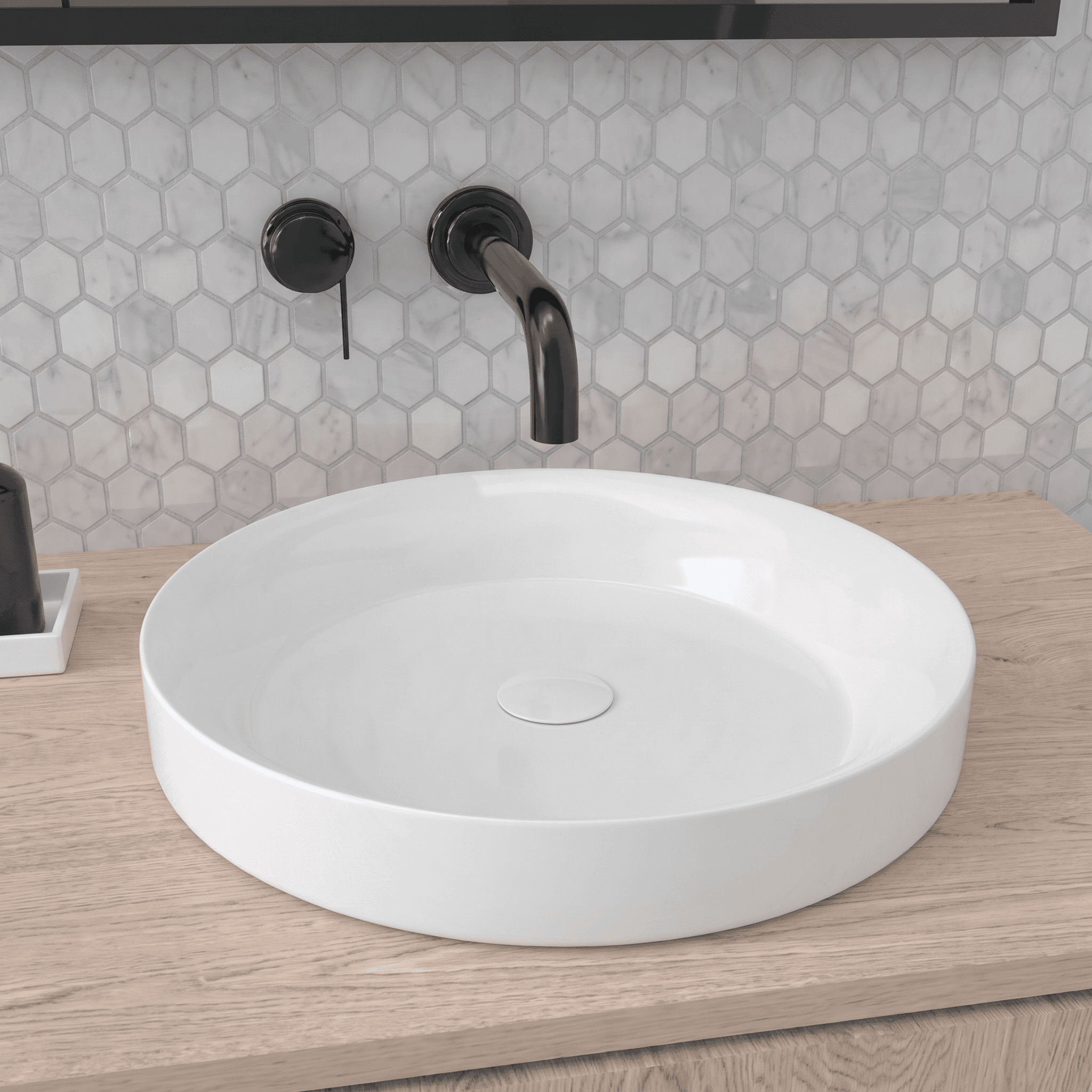 Lavabo Porcelana Ontario Blanco Brillo Sin Rebosadero Ø45