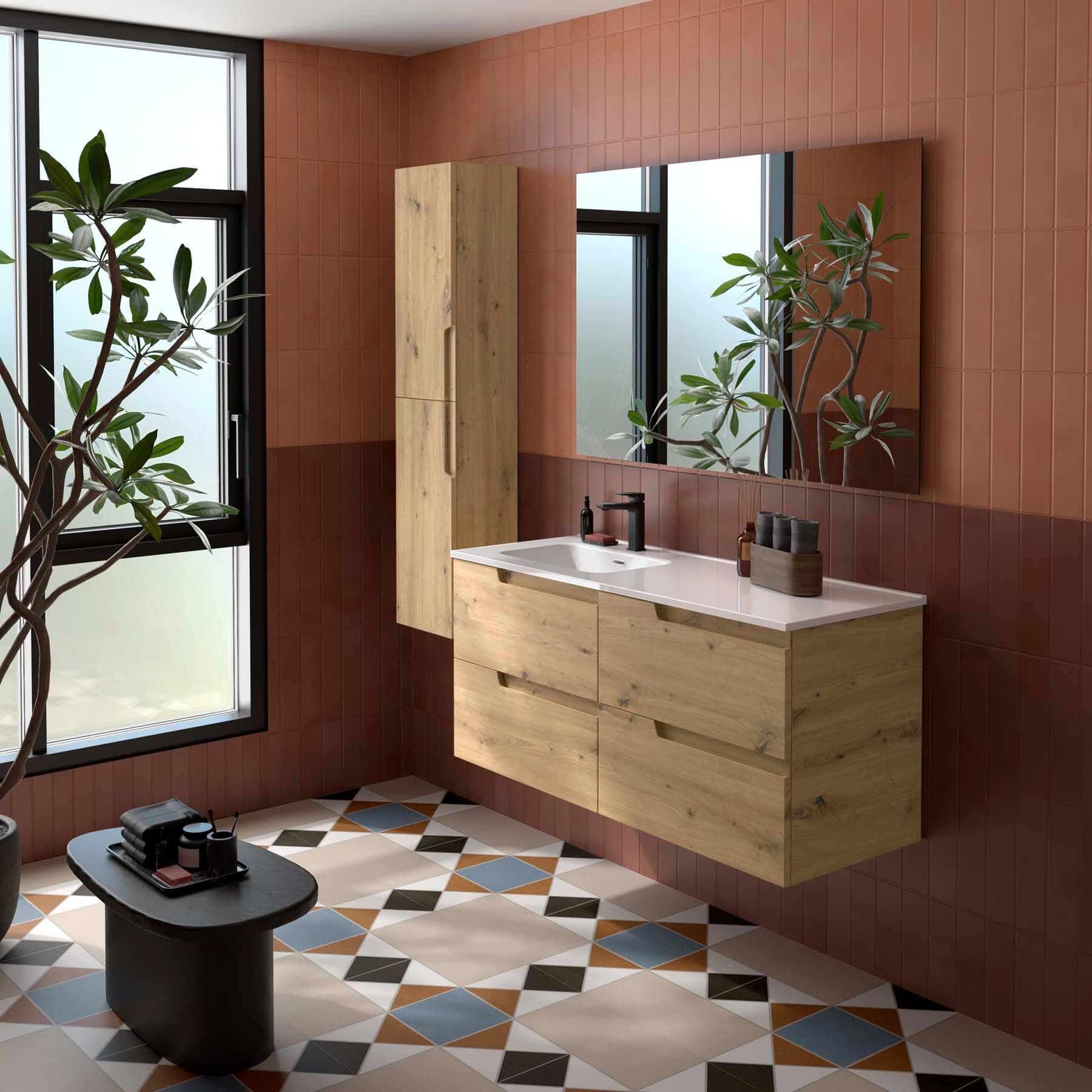 Mueble baño suspendido Vima de Salgar 120 lavabo desplazado