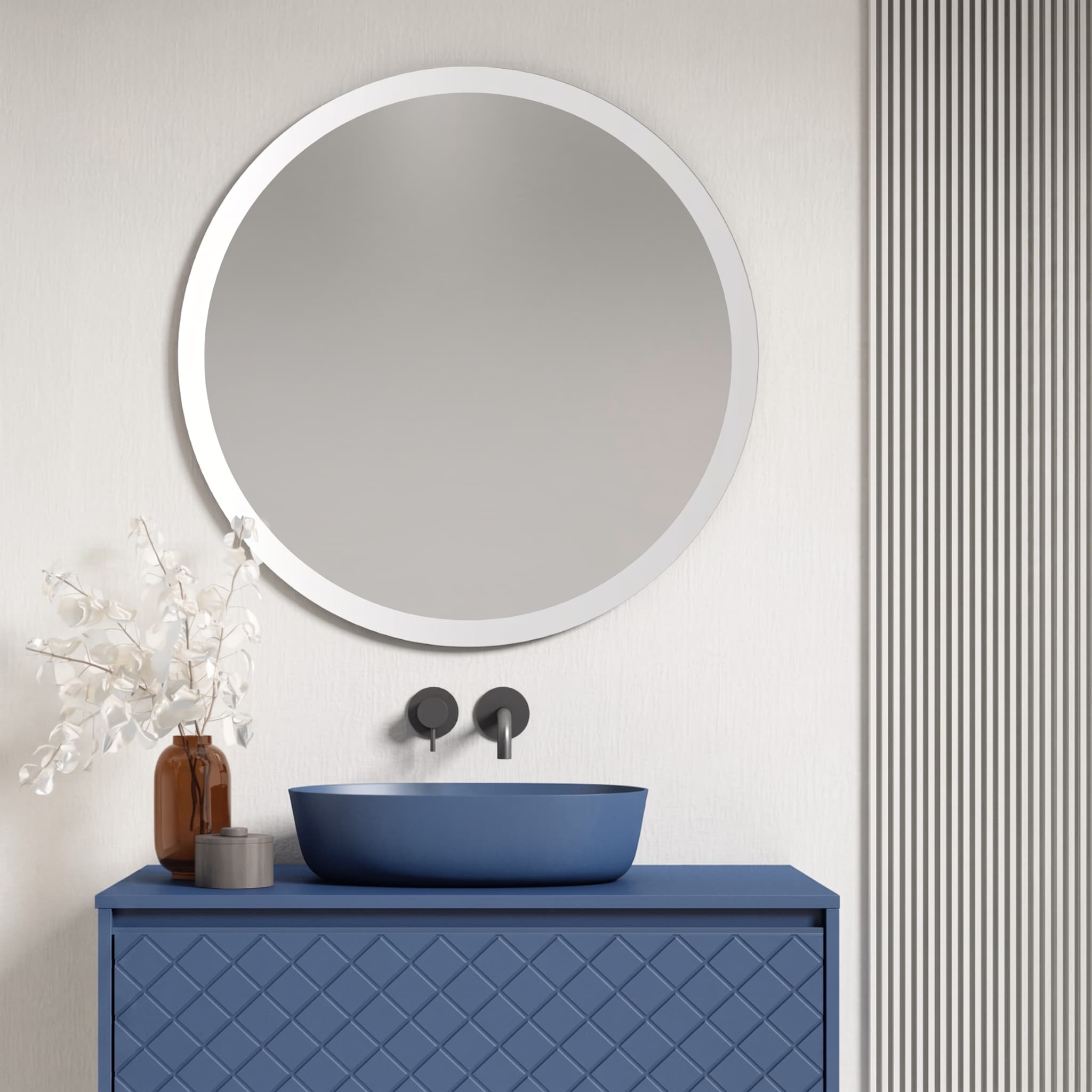 Espejo de baño con luz LED Circle Acid touch con antivaho
