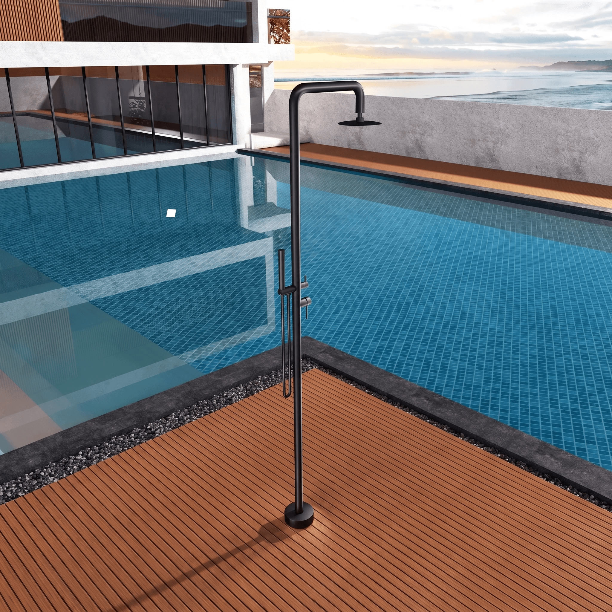 Ducha de piscina FLORIDA Acero S.316 Negro mate GPF008/ANG