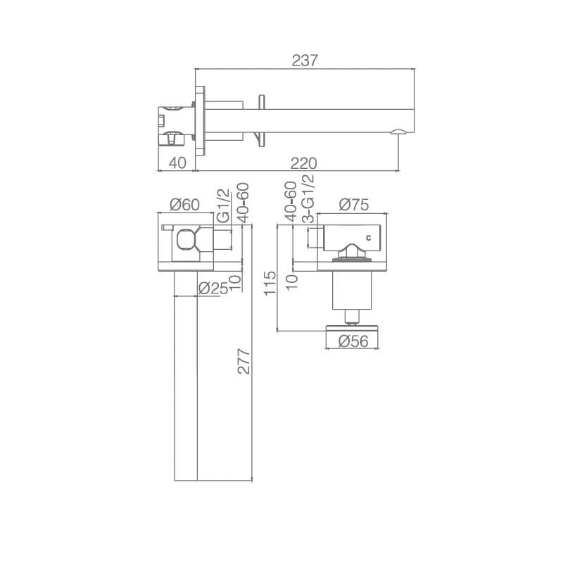 Monomando lavabo empotrado negro mate / GLC033/NG