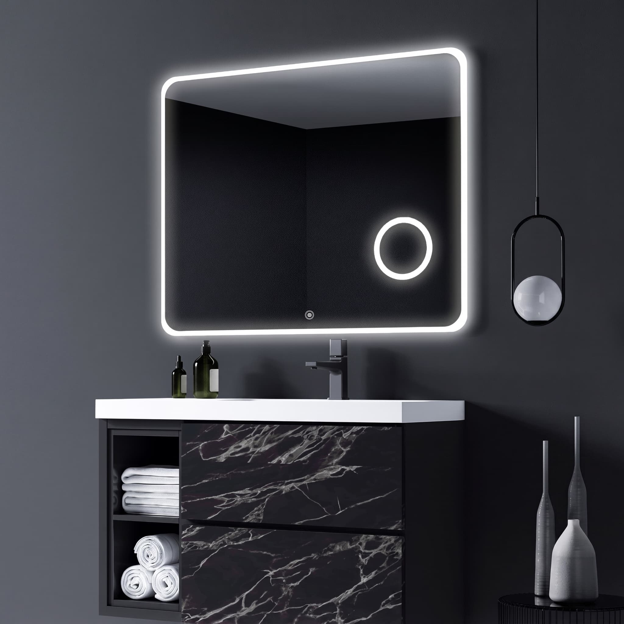 Espejo de baño con luz LED con aumento Hanoi