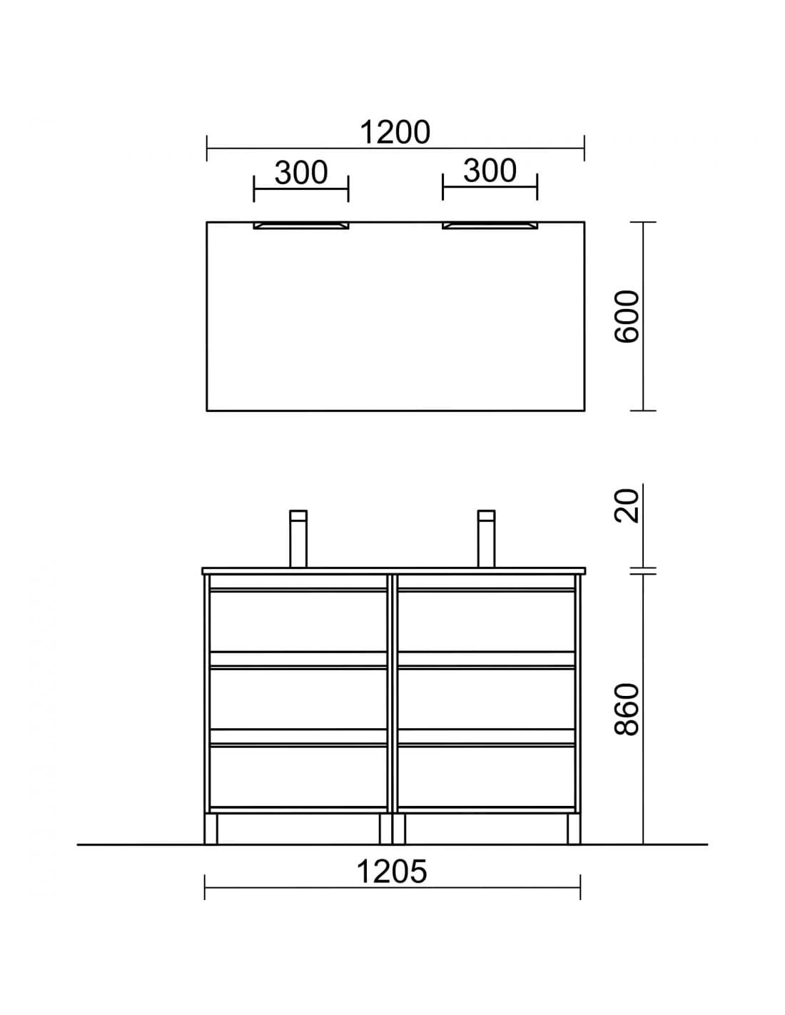 Mueble baño suspendido ATTILA 3C de Salgar 120