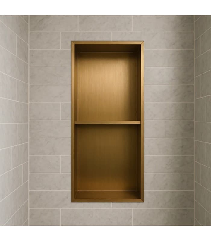 Hornacina para baño vertical con dos estantes Oro rosa cepillado Artic