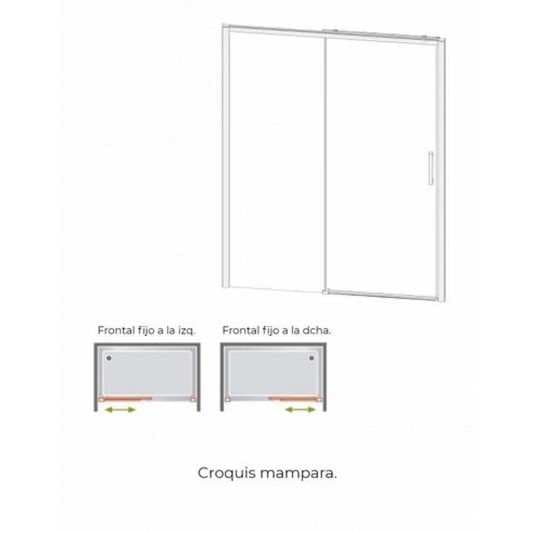 Mampara frontal fijo con puerta corredera TWENTY de GME cromo