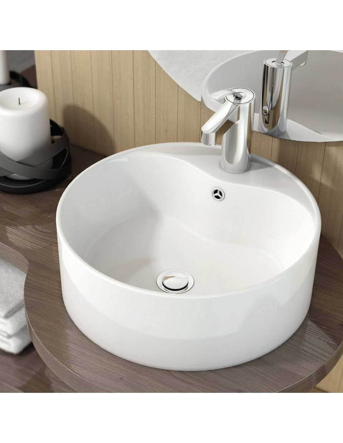 Lavabo Porcelana Round Mini Blanco Brillo Con Rebosadero Ø41