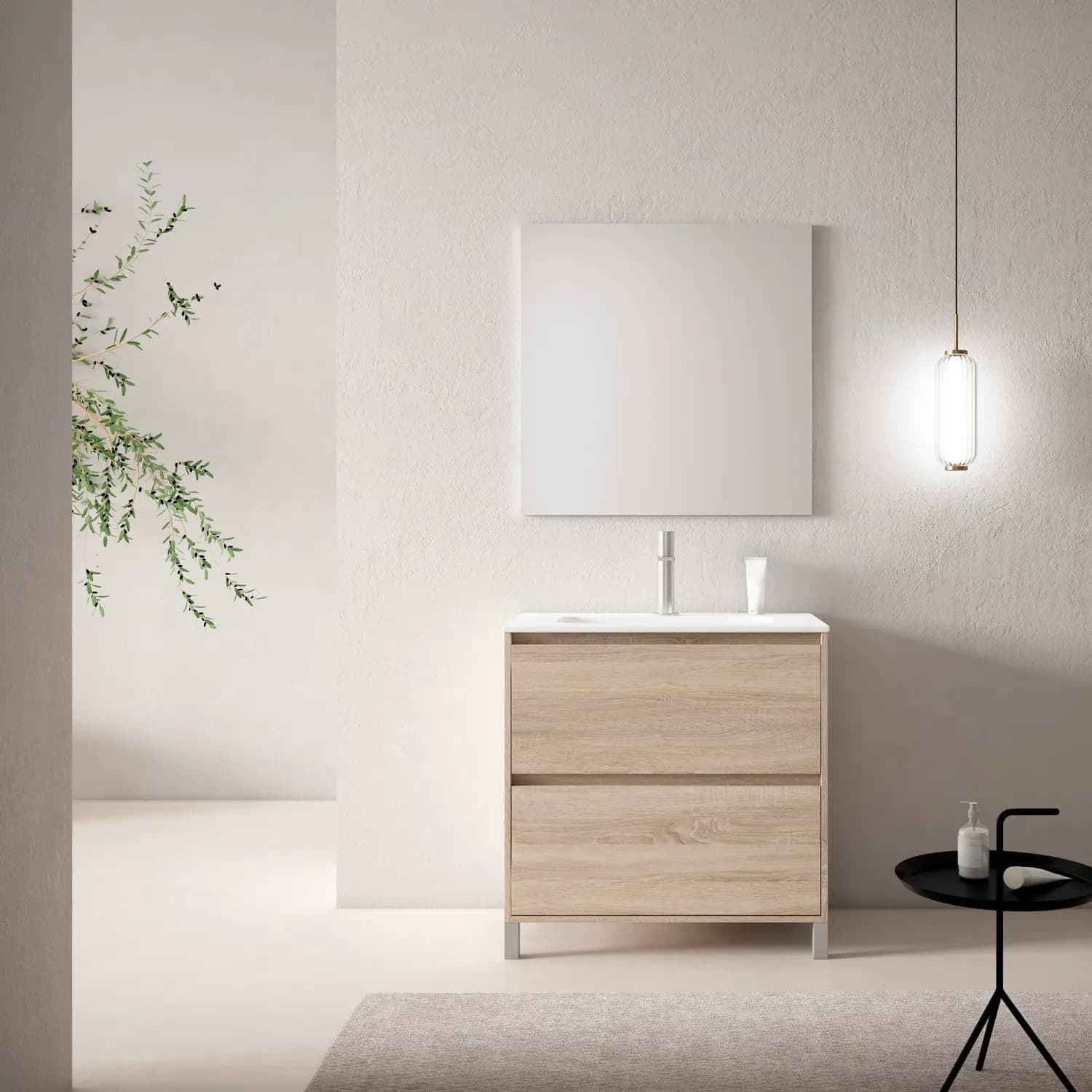 Conjunto mueble de baño con patas de 2c serie Porto(60, 70, 80 y 120)