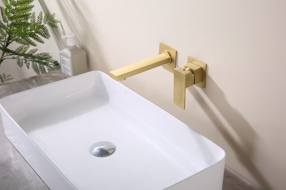 Grifo Monomando de Lavabo Empotrado THUNDER Oro Cepillado