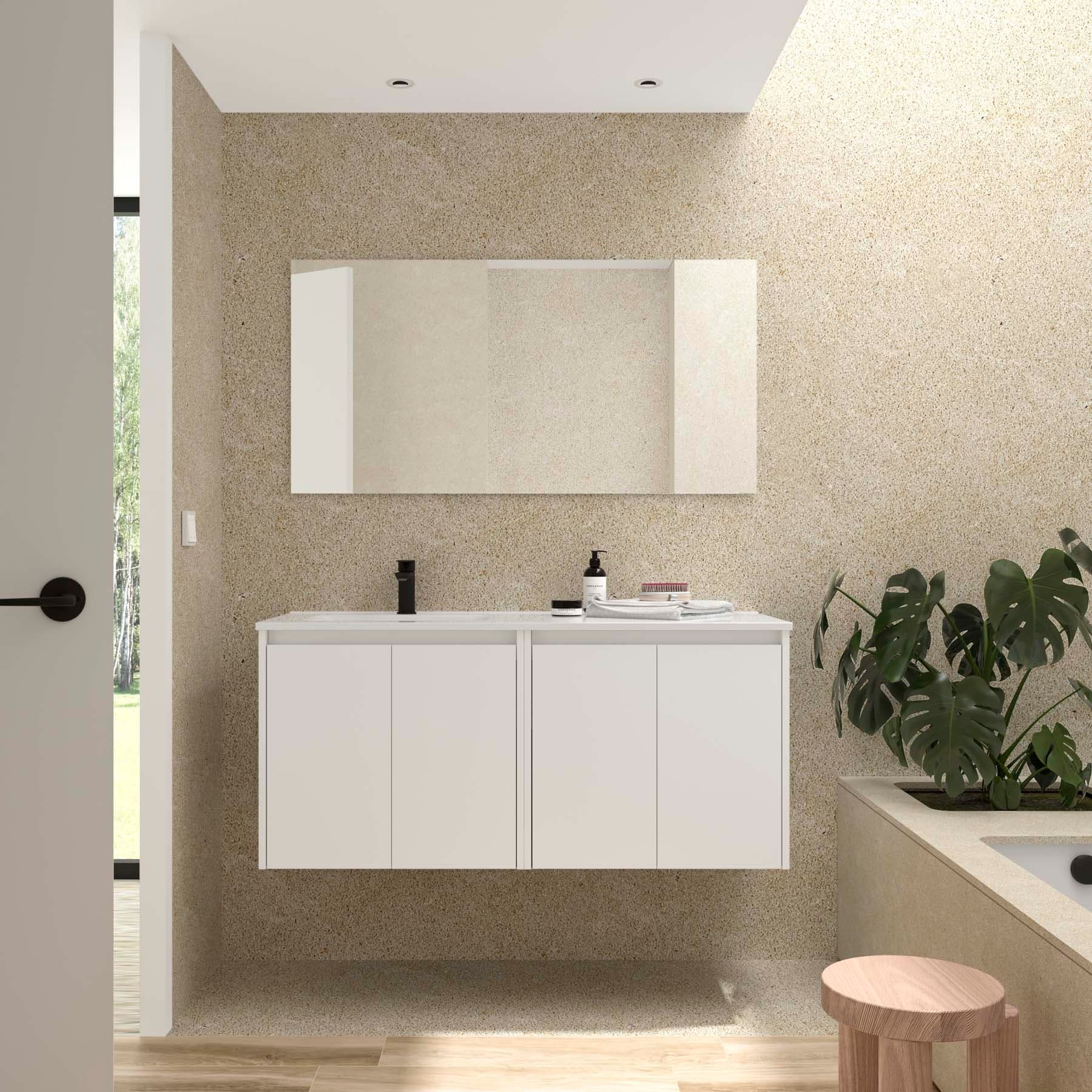 Mueble baño suspendido Noja 4P de Salgar 120 Lavabo Desplazado