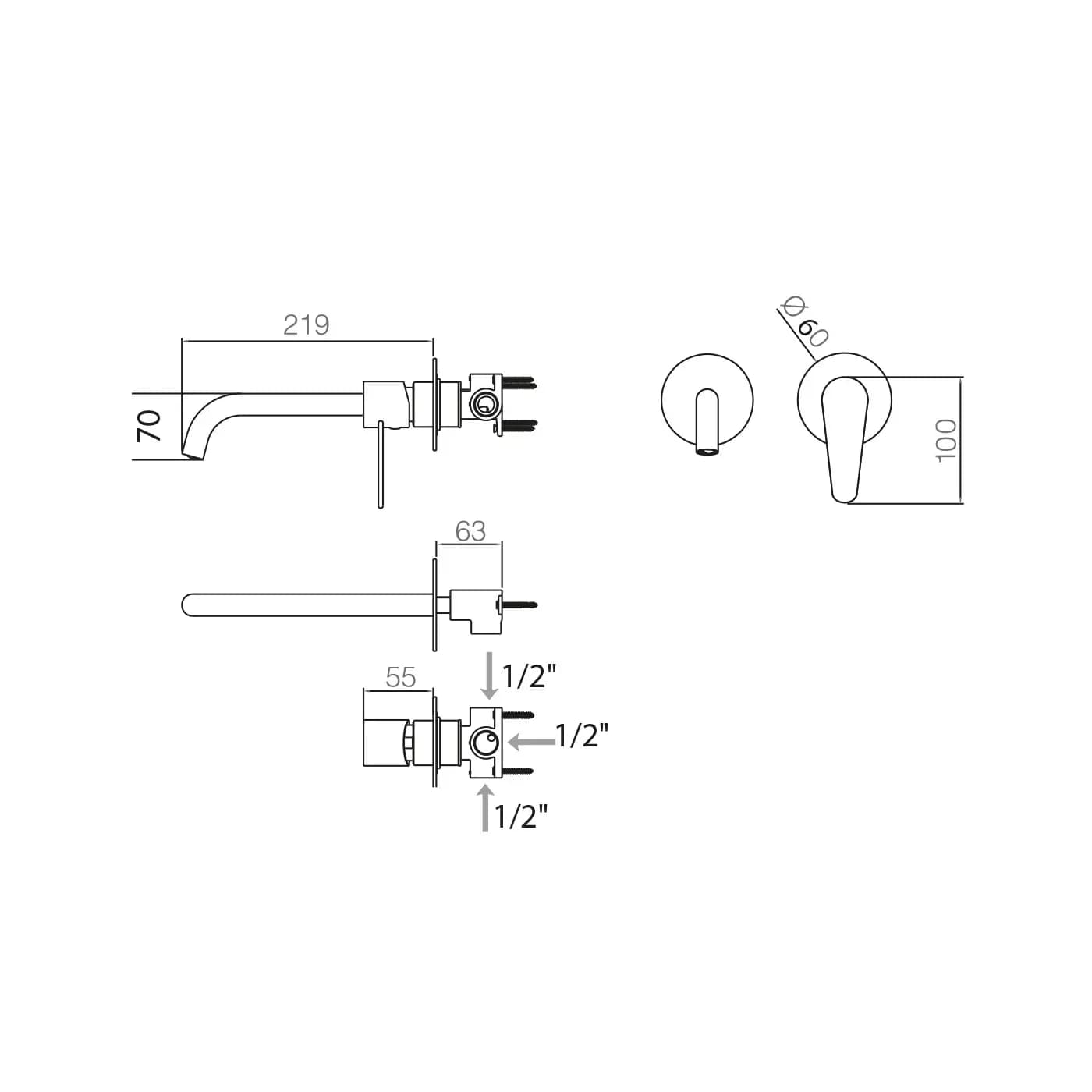 Monomando lavabo empotrado BELGICA cromo / GLZ044