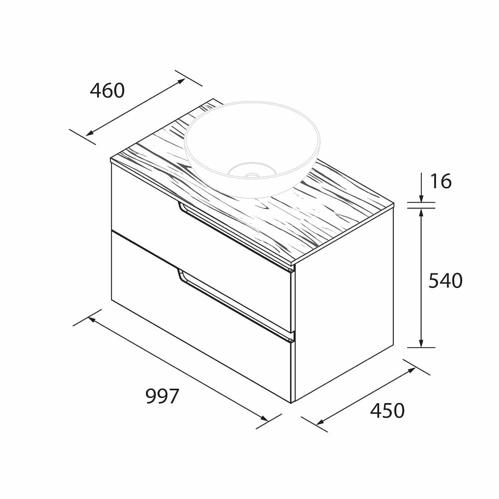 Mueble baño suspendido Vima con tapa de Salgar 60-80-100