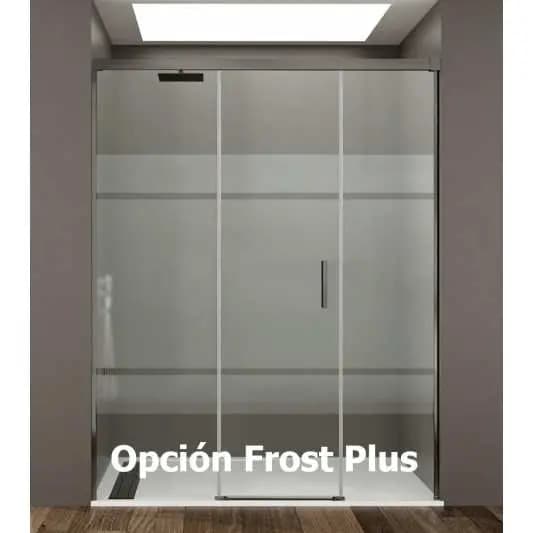 Mampara frontal 2 fijos con puerta corredera BASIC de GME titanio