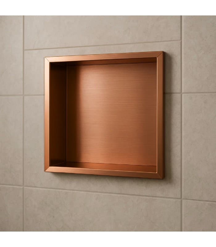 Hornacina para baño cuadrada oro rosa cepillado Atlantic