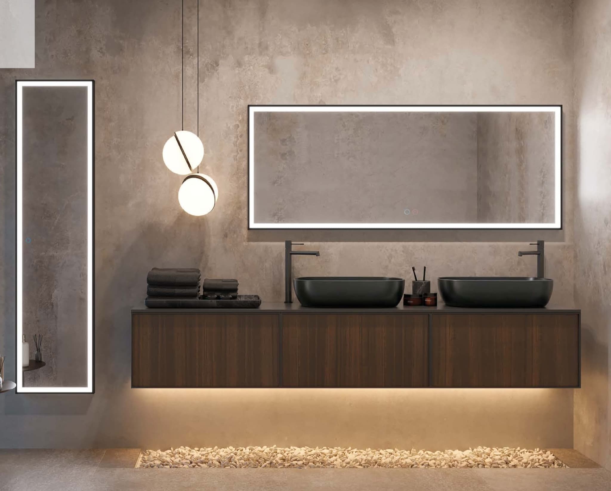 Espejo de baño con luz LED New York reversible Negro Ledimex