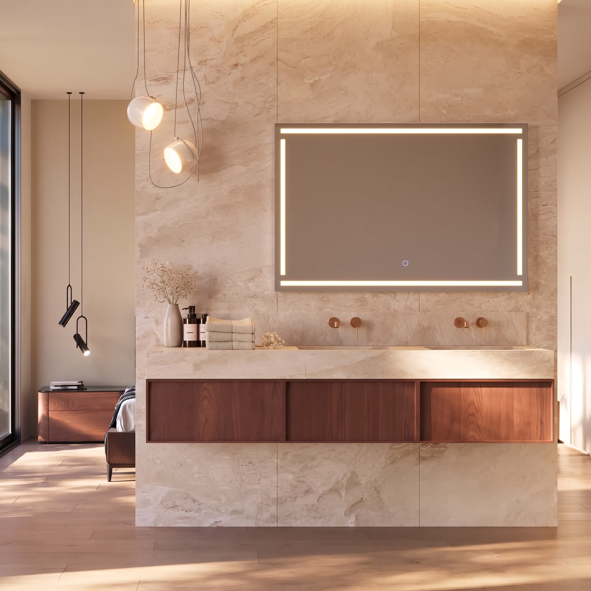 Espejo de baño con luz LED Viena Triled con antivaho de Ledimex