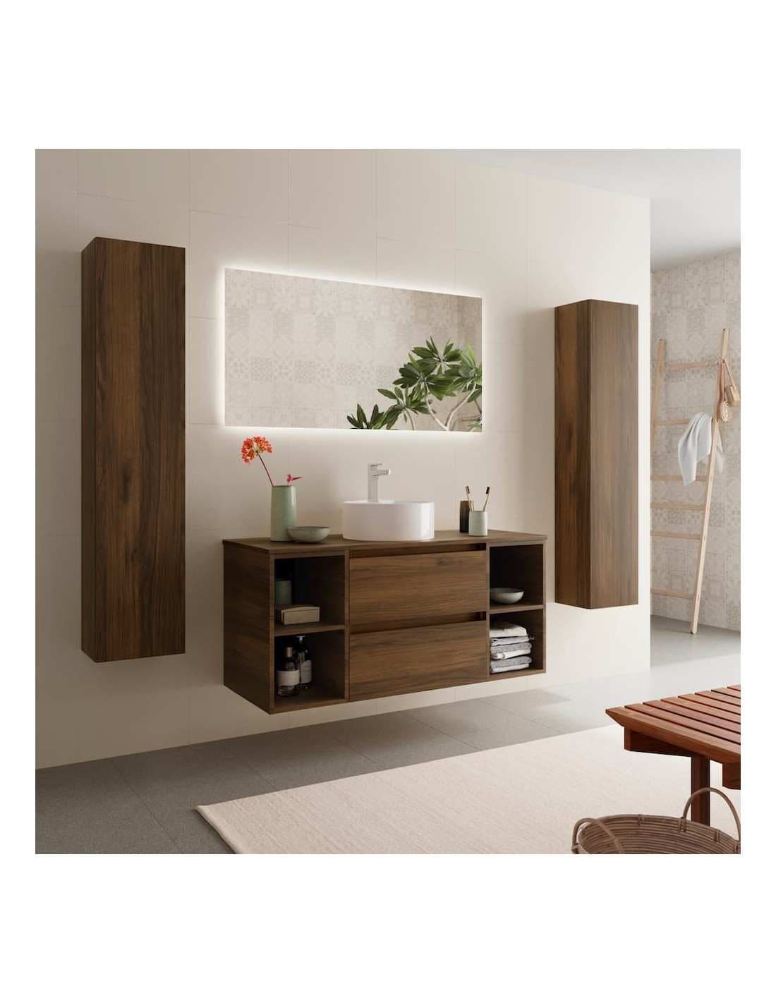 SALGAR BEQUIA Mueble de baño suspendido 120+ Lavabo Lisboa.