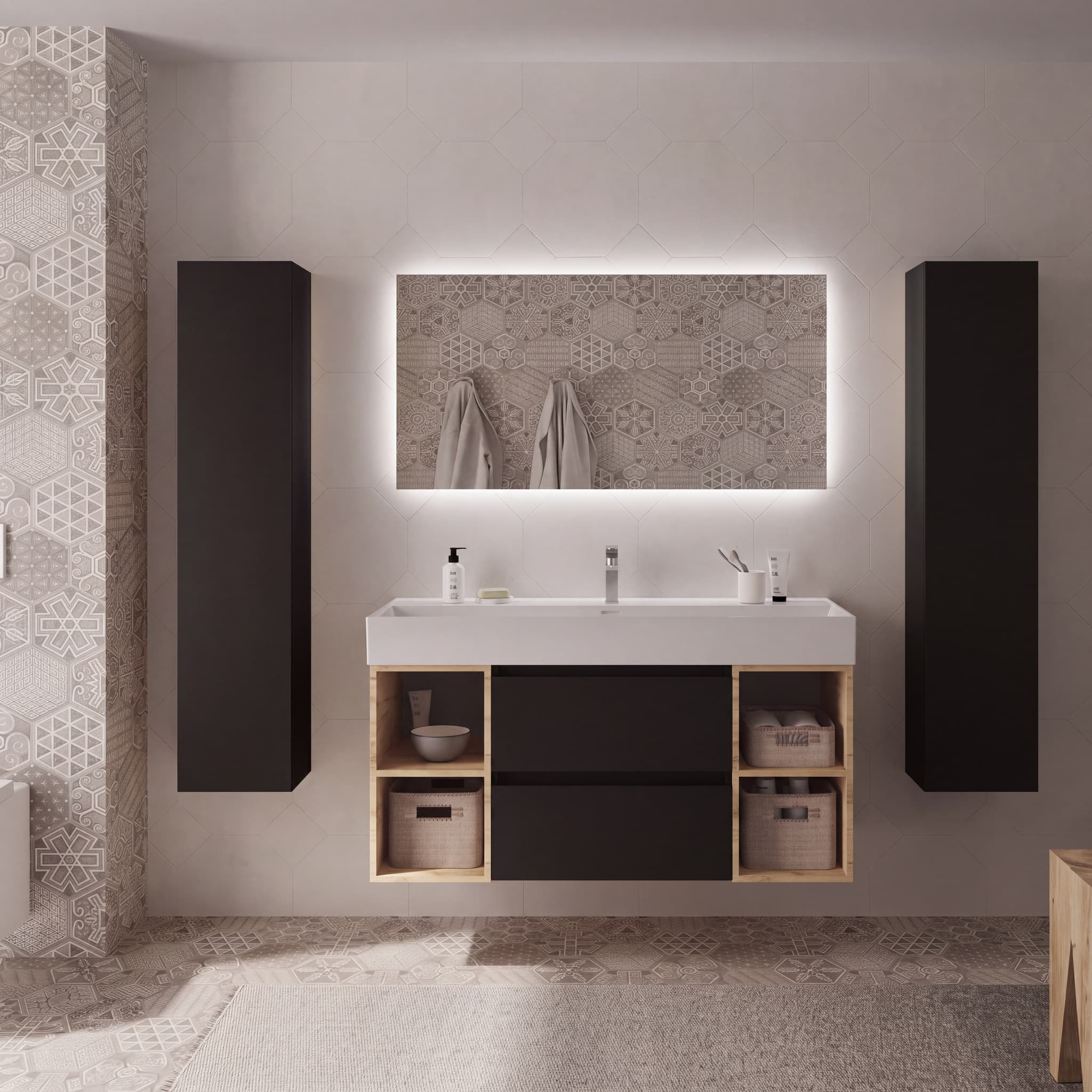 SALGAR BEQUIA Mueble de baño suspendido 120+ Lavabo Veneto