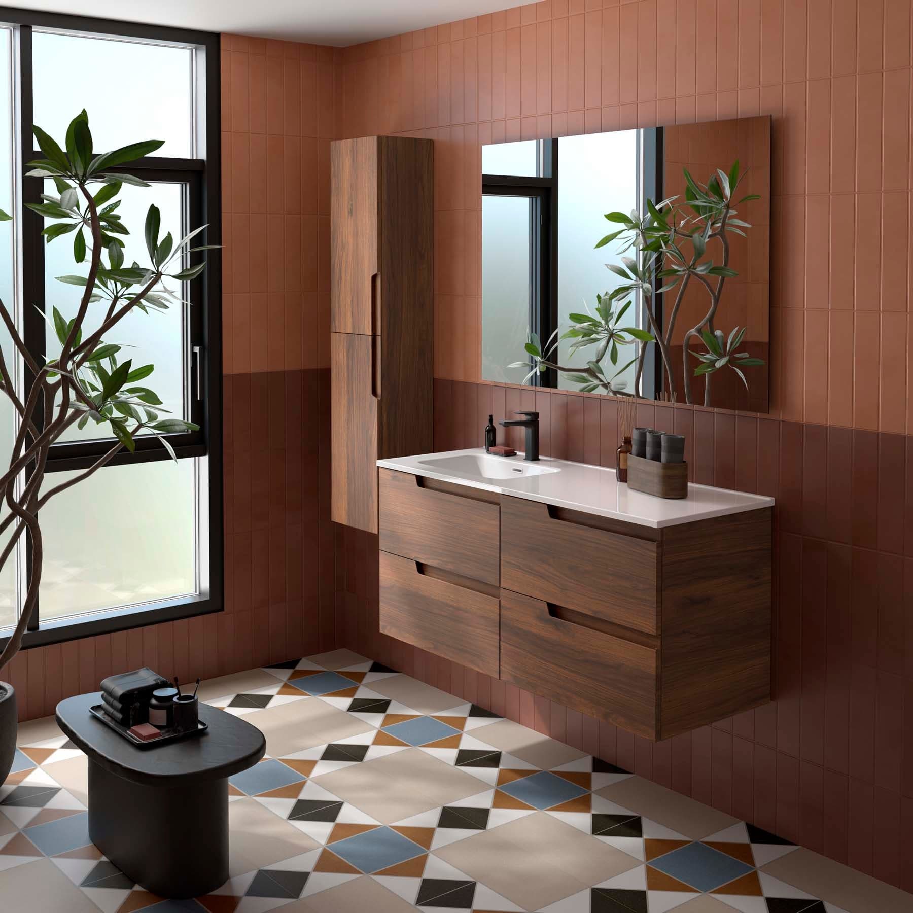 Mueble baño suspendido Vima de Salgar 120 lavabo desplazado