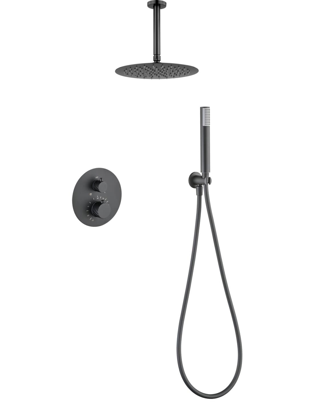 CONJUNTO DUCHA TERMOSTÁTICO EMPOTRADO PALAU BLACK GUN METAL GTP063/BGM
