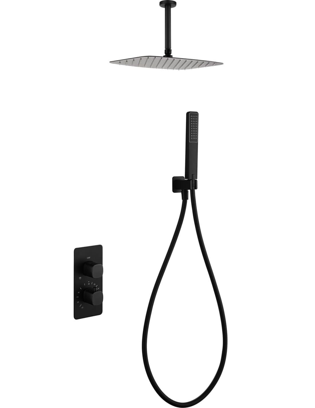 CONJUNTO DUCHA TERMOSTÁTICO EMPOTRADO AREZZO NEGRO MATE GTA068/NG