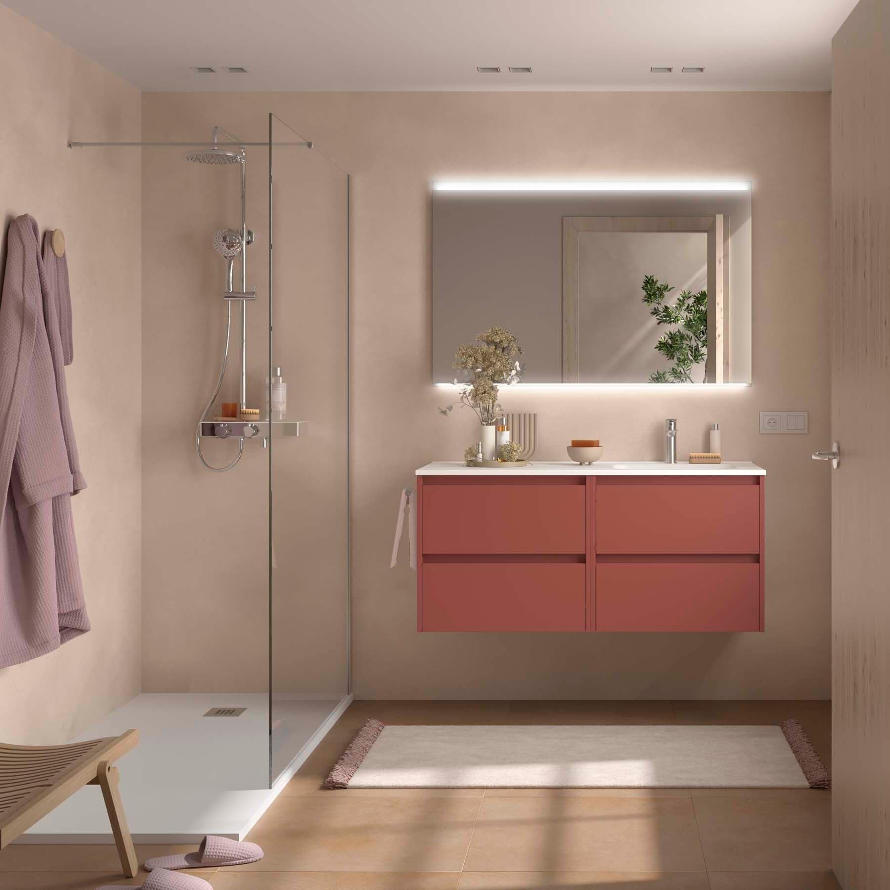 Mueble baño suspendido Noja 4C de Salgar 120 lavabo desplazado