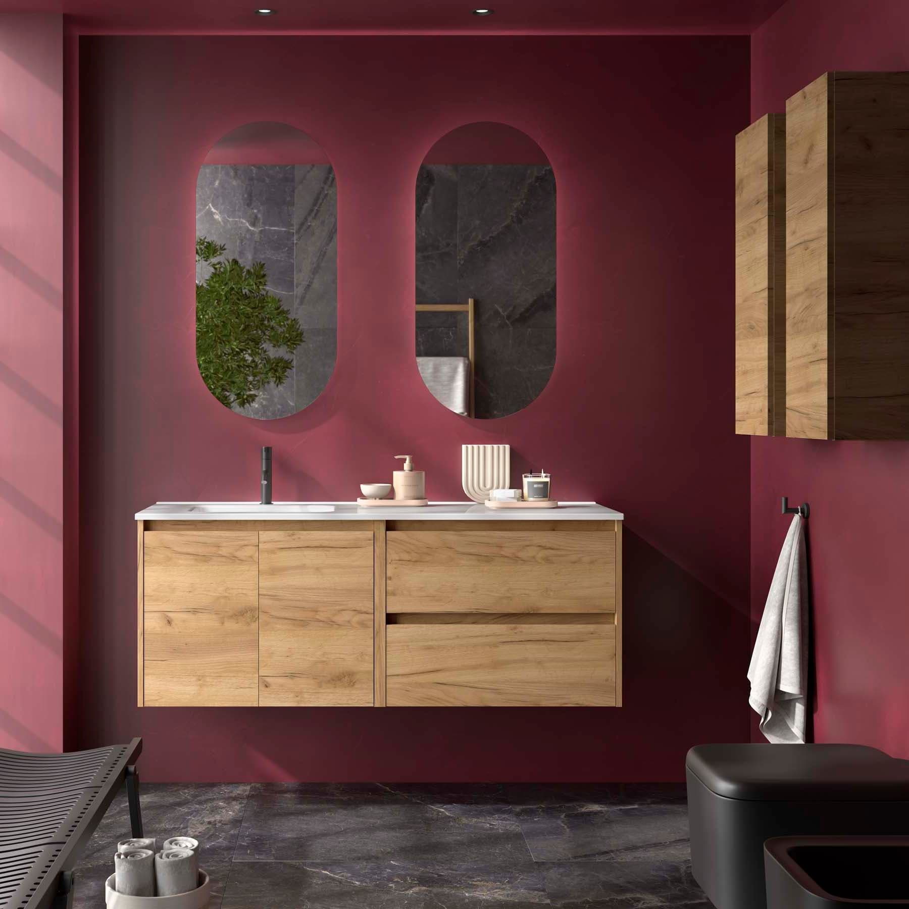 Mueble baño suspendido Noja 2P+2C de Salgar 120 Lavabo Desplazado