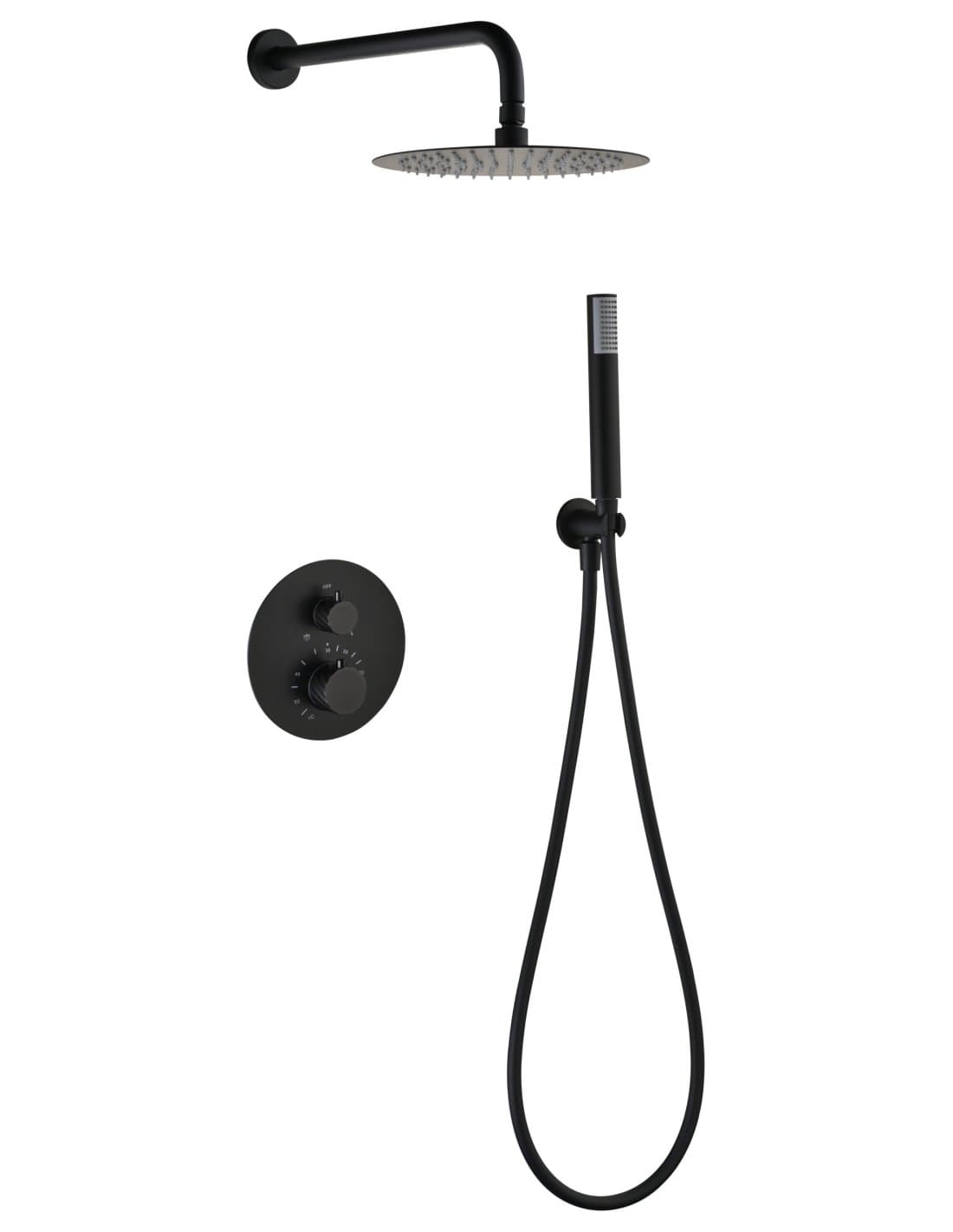 CONJUNTO DUCHA TERMOSTÁTICO EMPOTRADO BLESS NEGRO MATE GTB063/NG