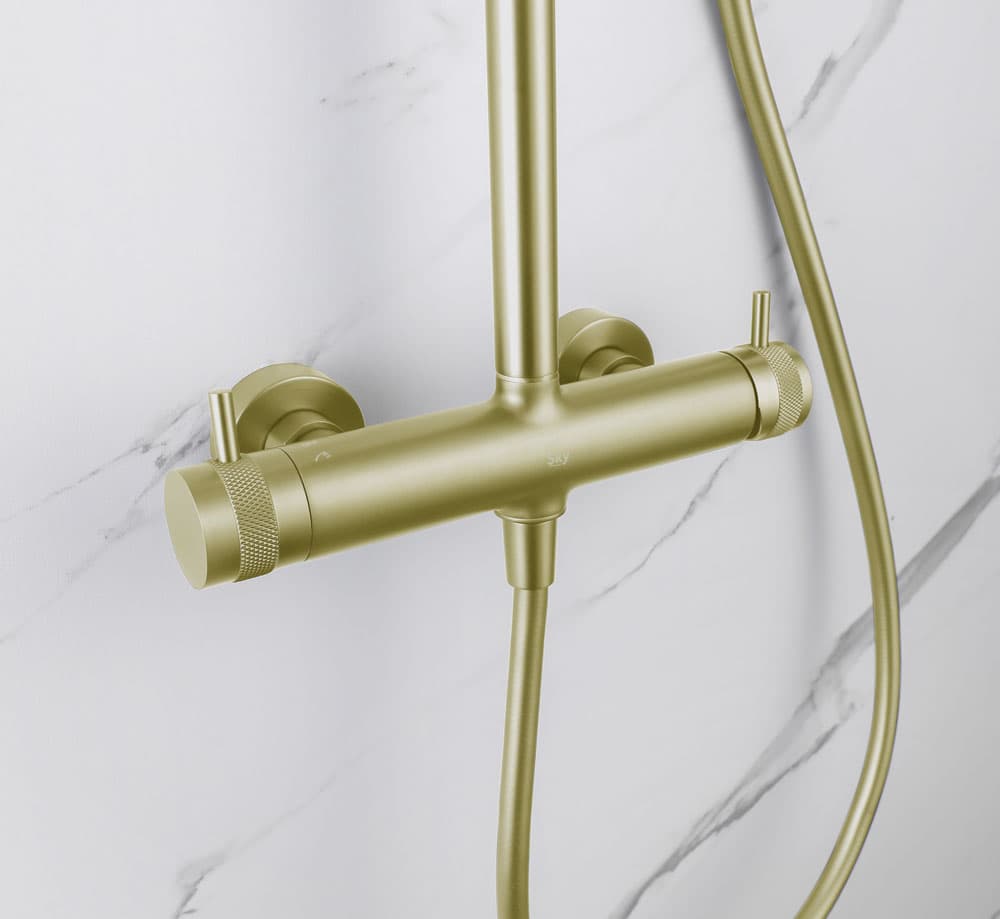 Conjunto de Ducha Monomando DIAMOND Oro Cepillado
