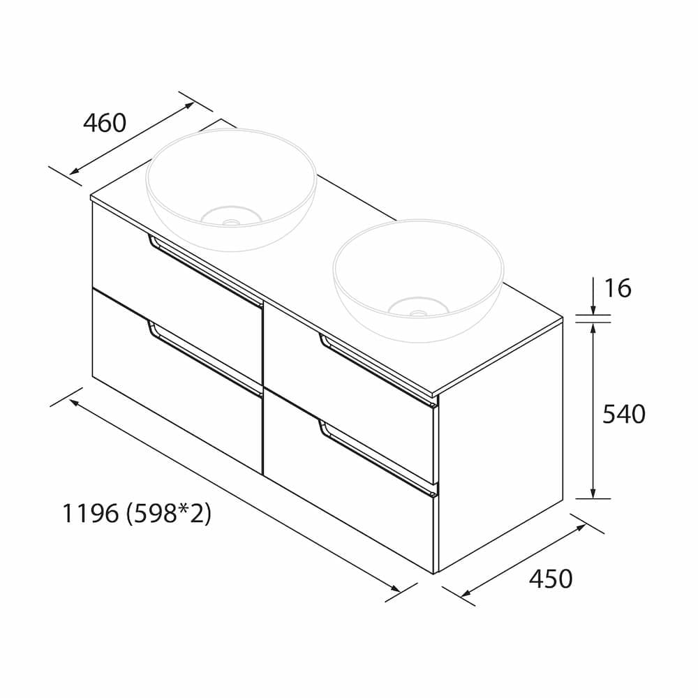 Mueble baño suspendido Vima con tapa de Salgar 120