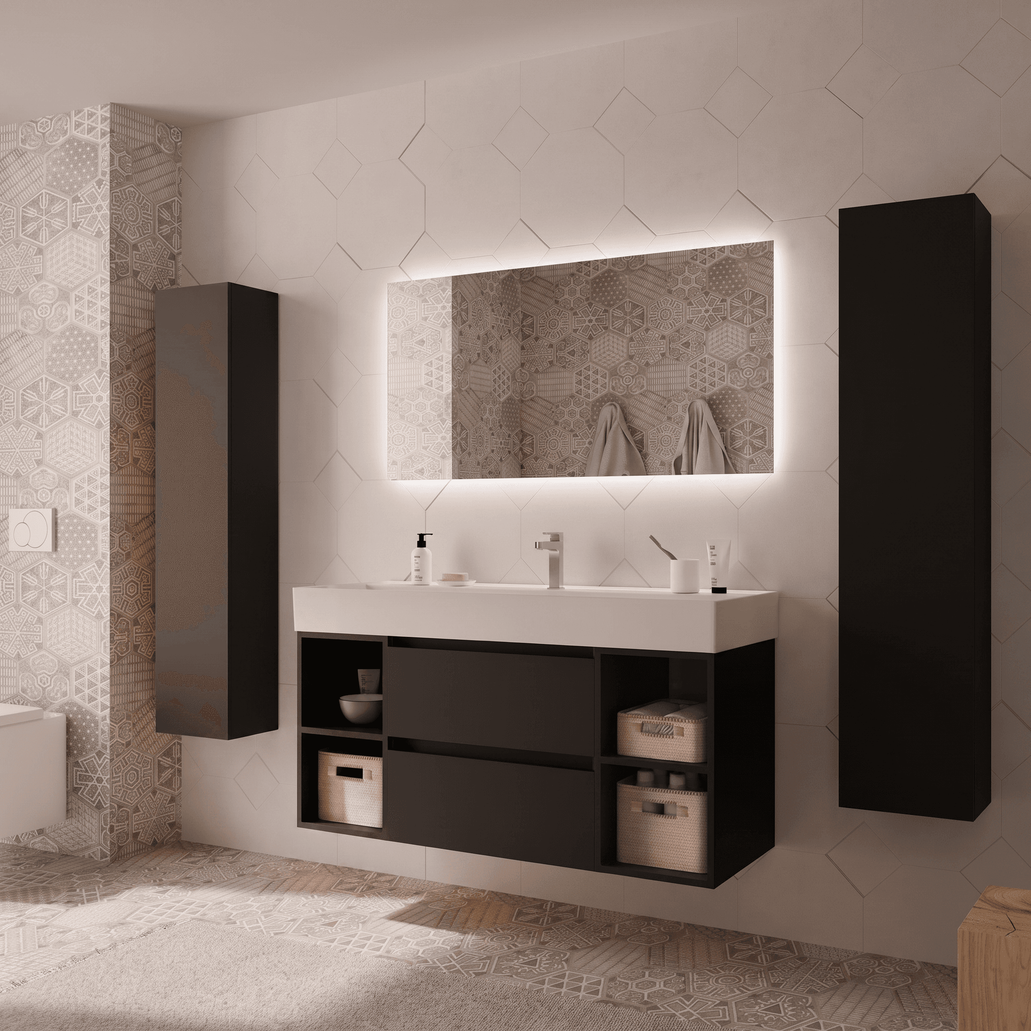 SALGAR BEQUIA Mueble de baño suspendido 120+ Lavabo Veneto