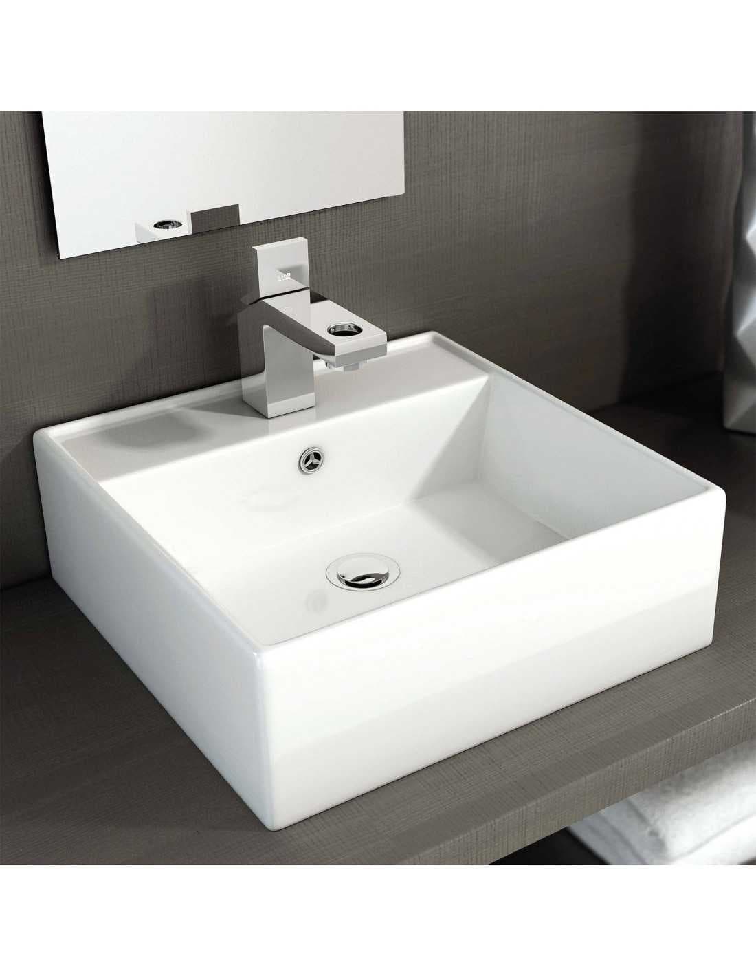 Lavabo Porcelana Libra Blanco Brillo Con Rebosadero 41x41cm