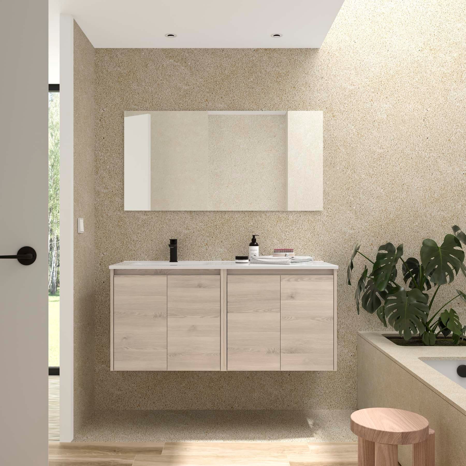 Mueble baño suspendido Noja 4P de Salgar 120 Lavabo Desplazado