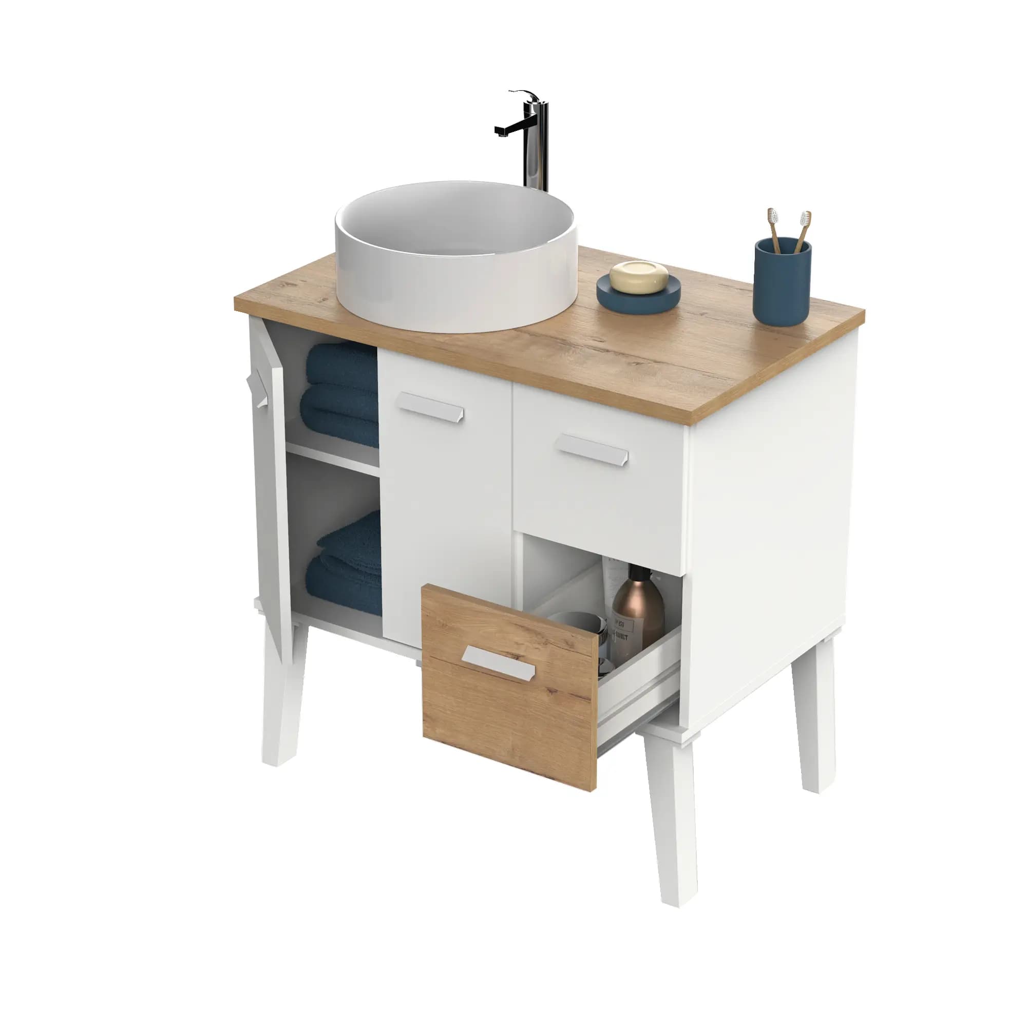 Mueble de lavabo Aqua 80 (con lavabo) en KIT
