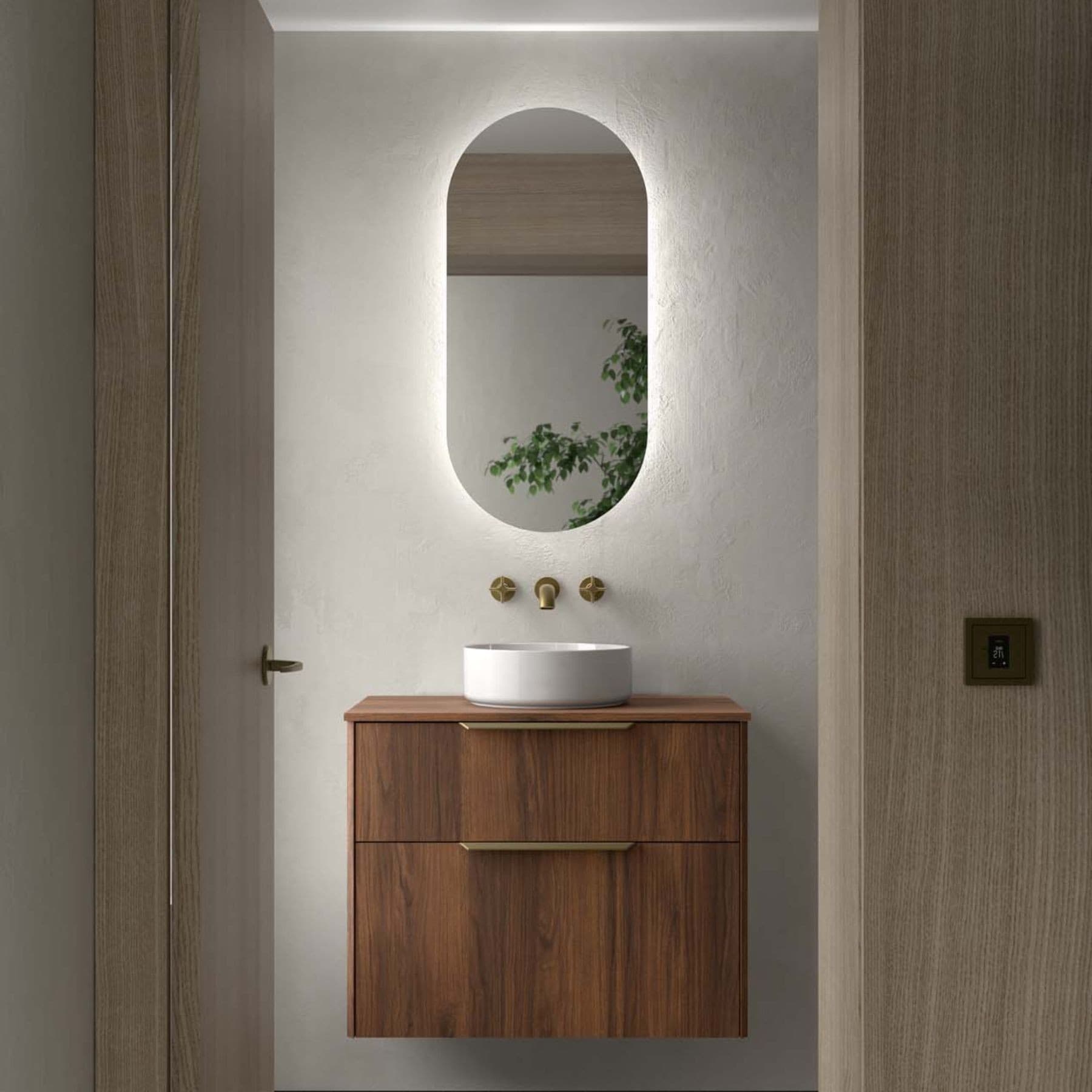 Mueble de baño suspendido LUVA de Salgar con encimera y lavabo sobreponer 60-80-100