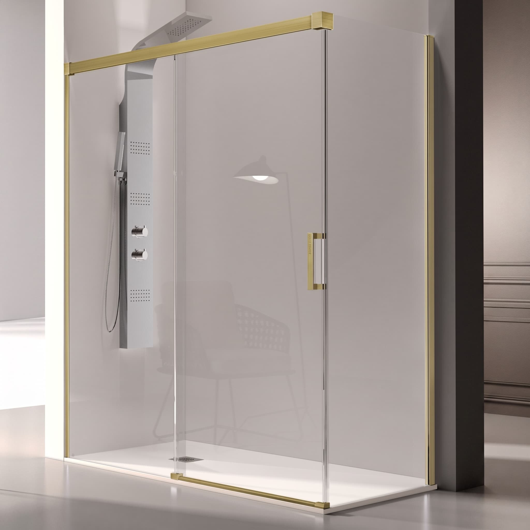 Mampara Frontal KASSANDRA GLASÉ GS102 Oro Cepillado