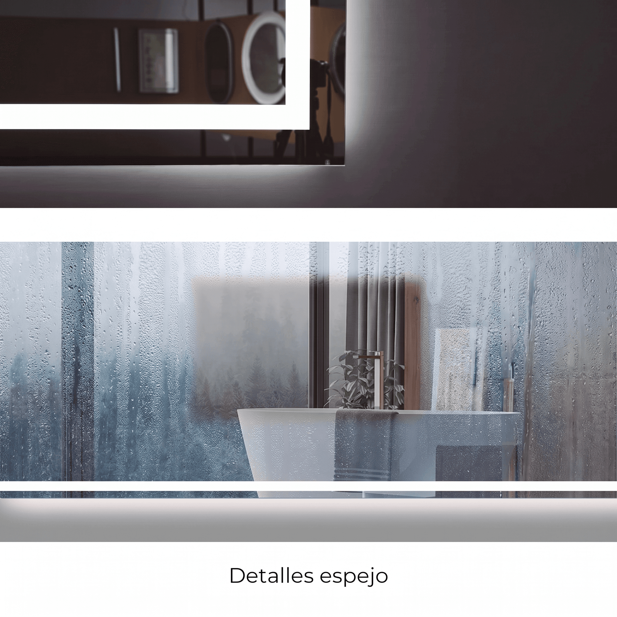 Espejo de baño con luz LED Holanda, antivaho