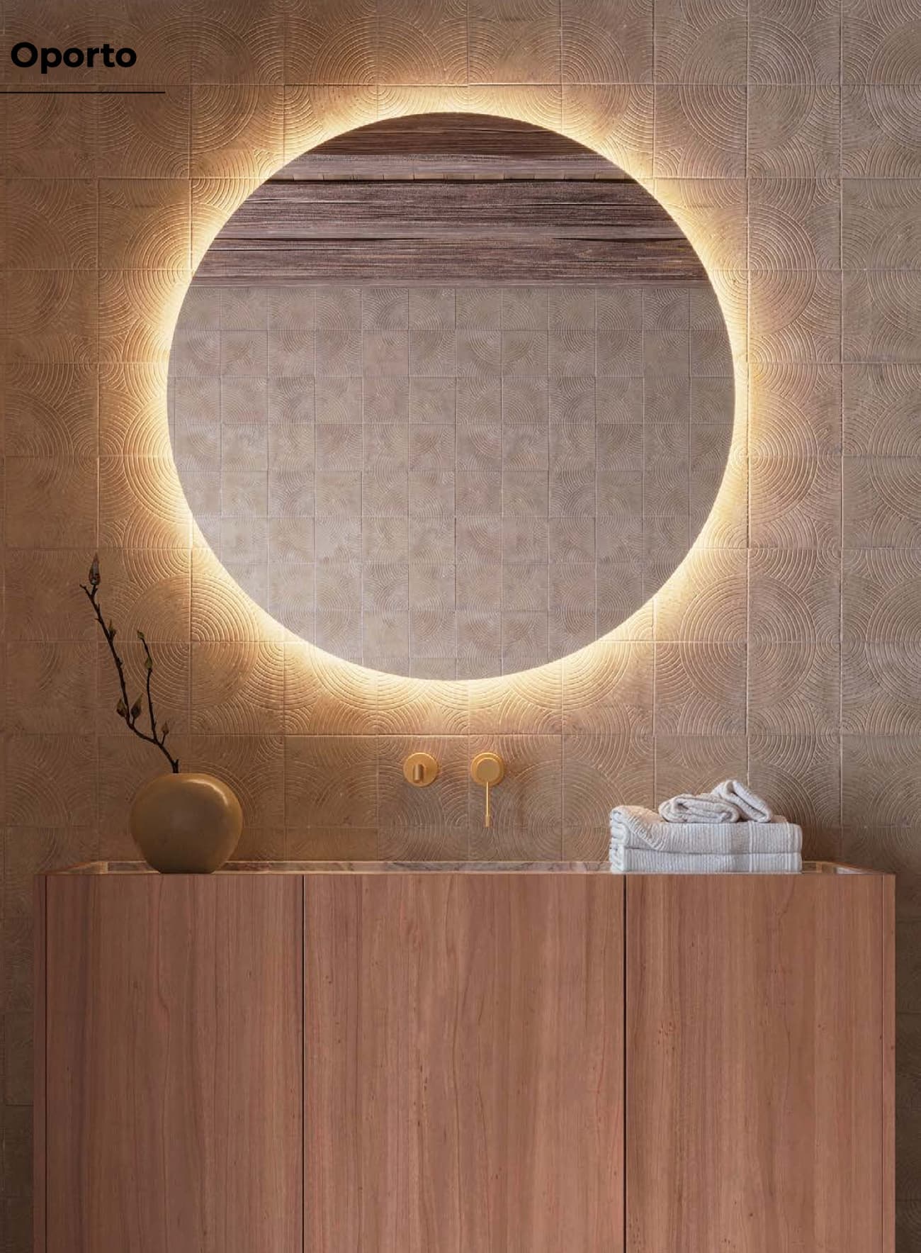 Espejo de baño con luz LED Oporto redondo Luz Cálida 3.000ºK