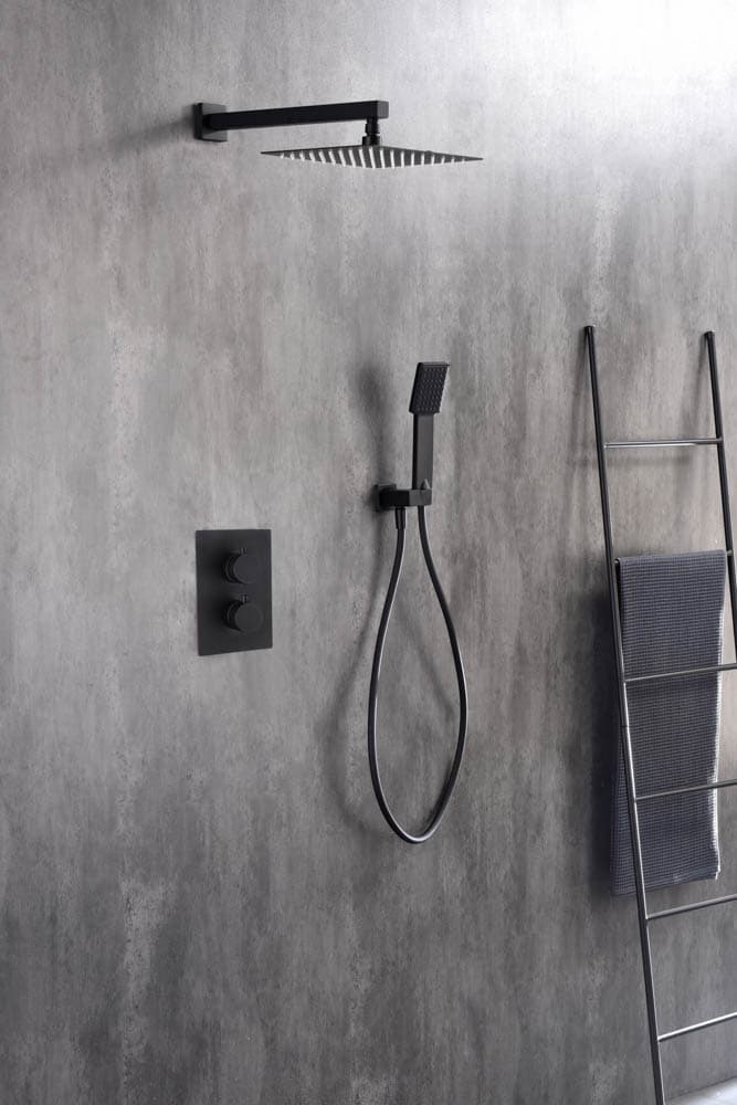 Conjunto de Ducha Termostático Empotrado ETERNITY Negro Mate