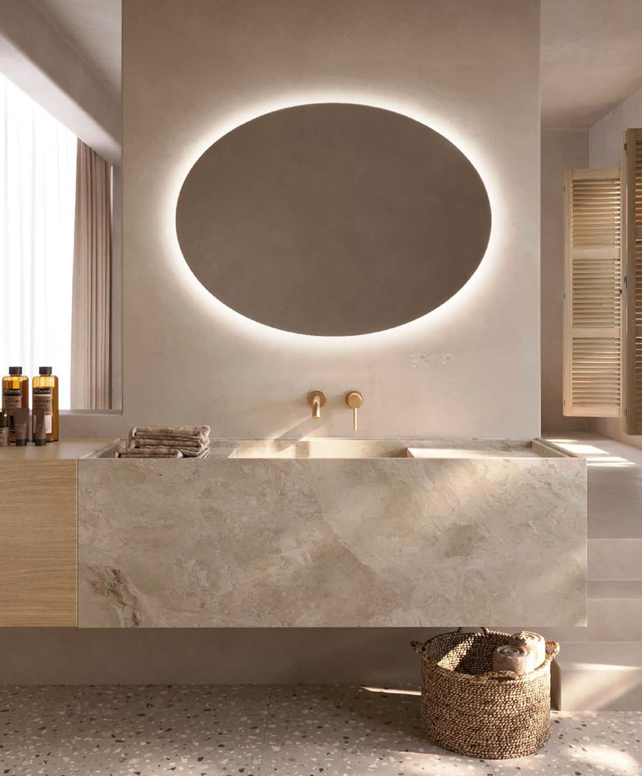 Espejo de baño con luz LED Oval Ledimex