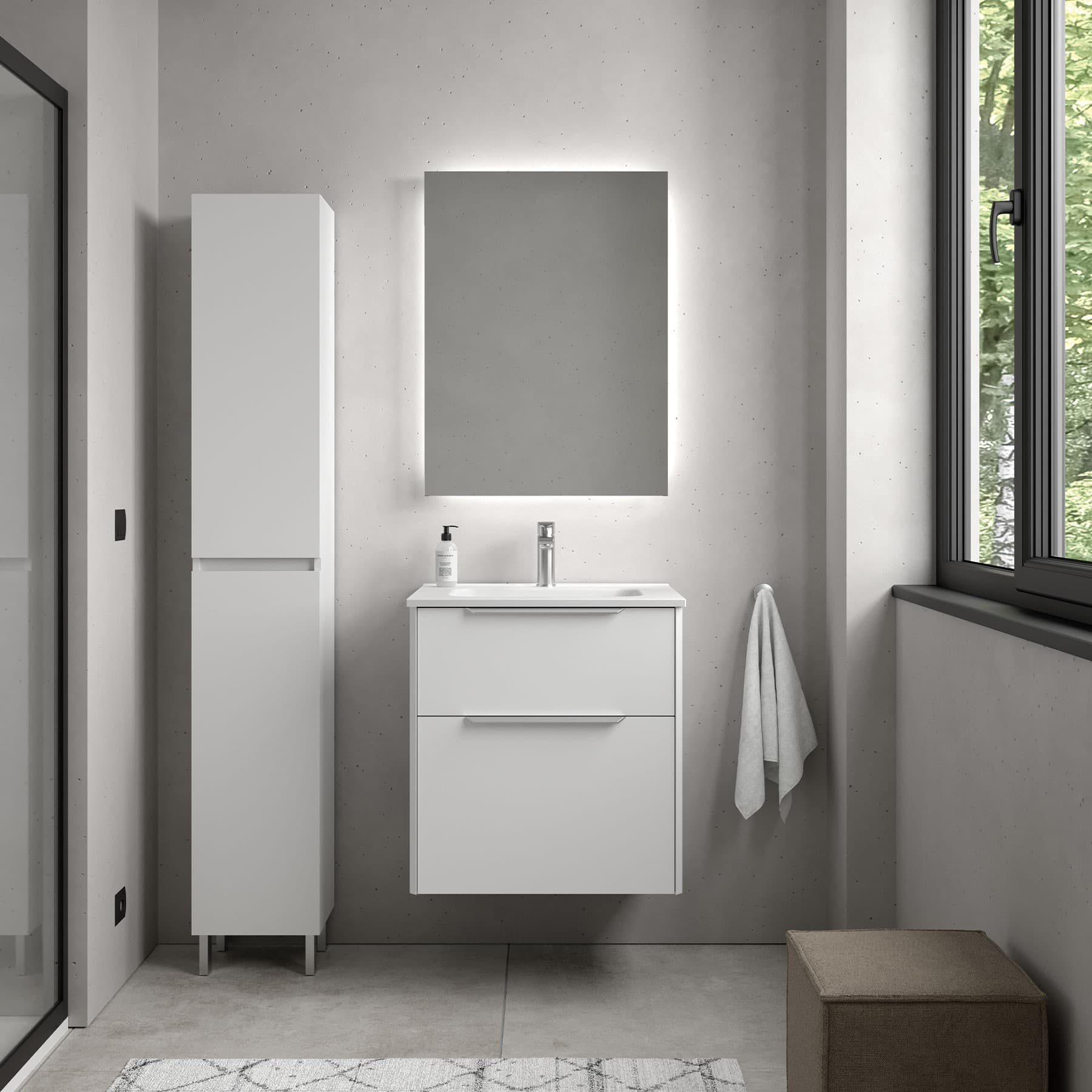Mueble de baño suspendido LUVA de Salgar con encimera 60-80-100