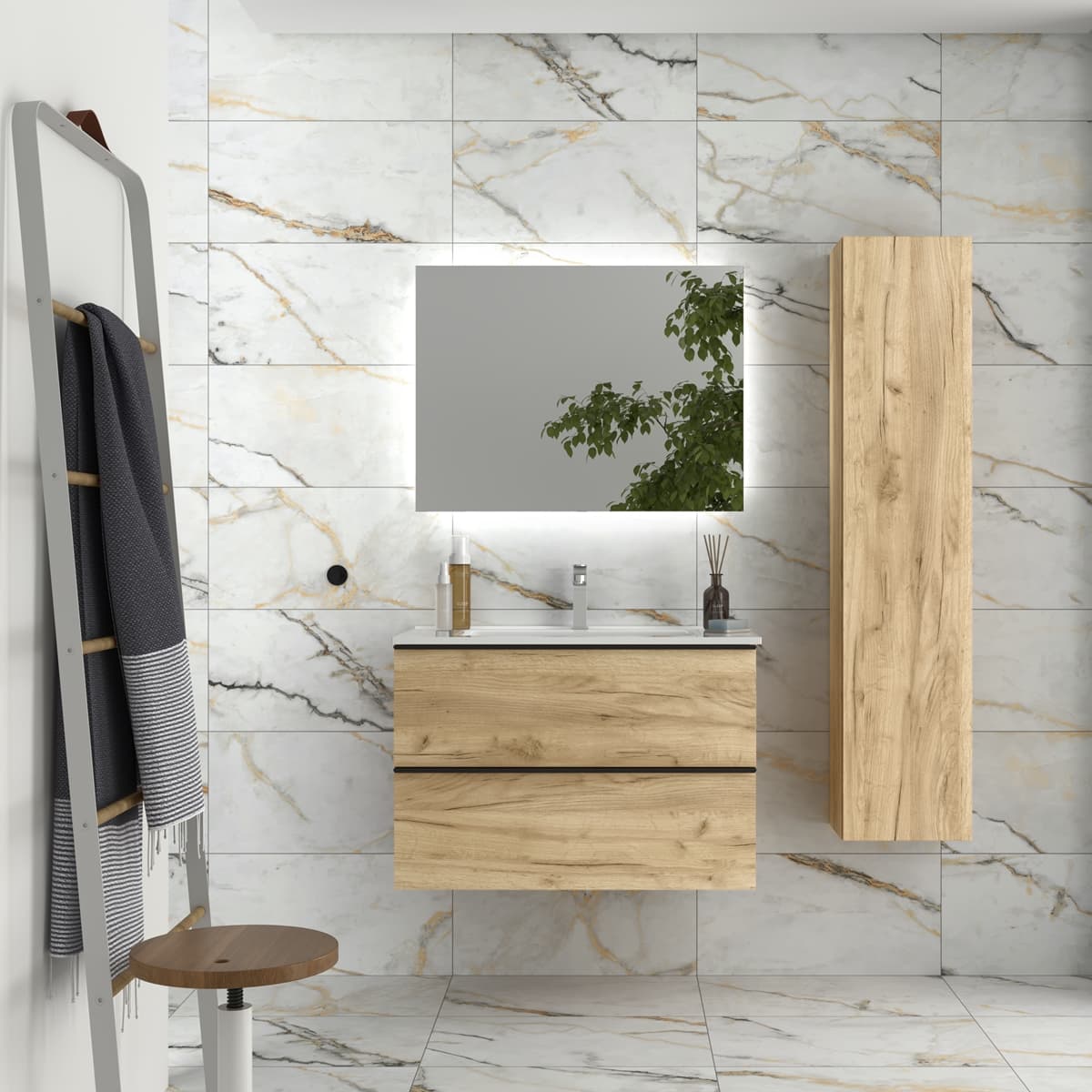 Mueble de baño suspendido NABUA de Salgar con encimera 60-80-100
