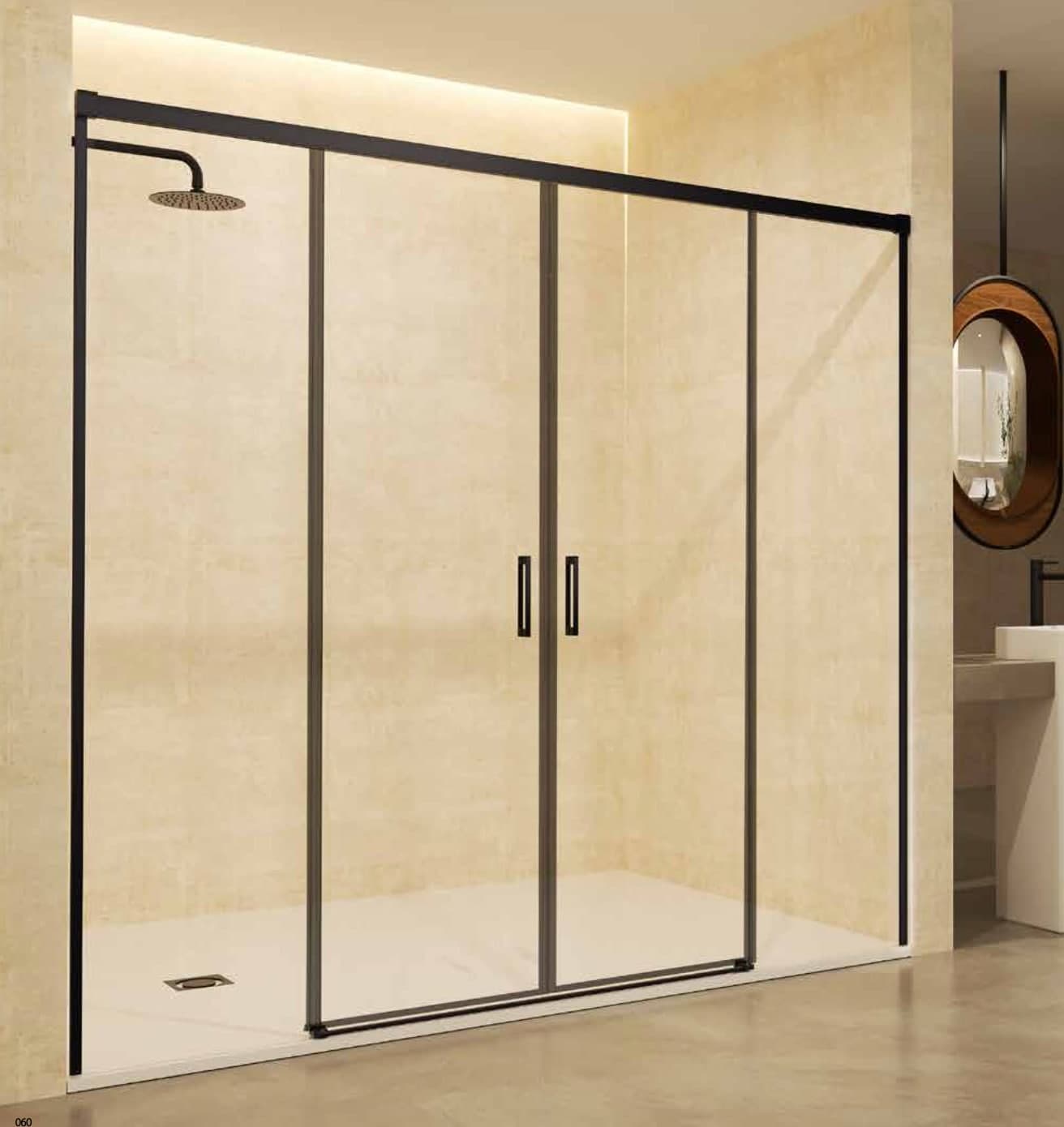 SBX_Imex Mampara de ducha frontal corredera Stylo 2F + 2C Negra