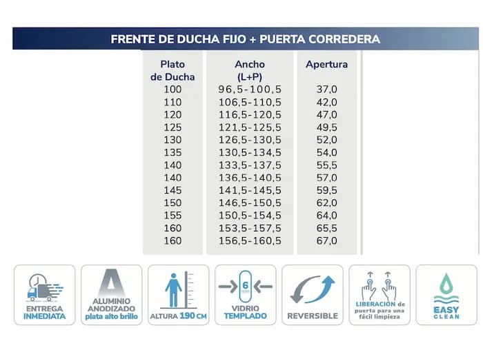 Mampara frontal fijo con puerta corredera Bel-la negra de Kassandra (lateral opcional)