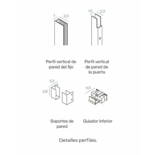 Mampara frontal fijo con puerta corredera BASIC de GME cromo