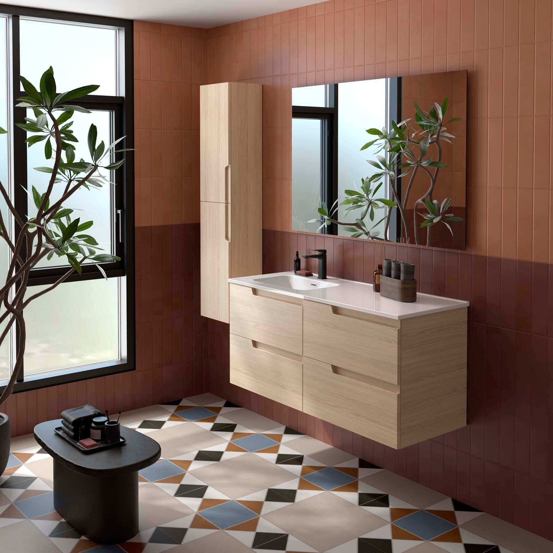 Mueble baño suspendido Vima de Salgar 120 lavabo desplazado
