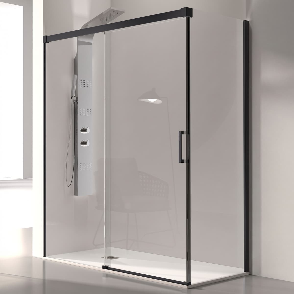 Mampara Frontal KASSANDRA GLASÉ GS102 Negro Mate