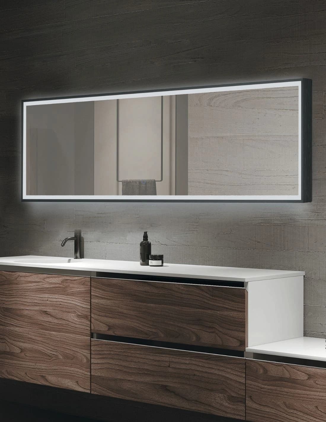 Espejo de baño con luz LED New York reversible Negro Ledimex