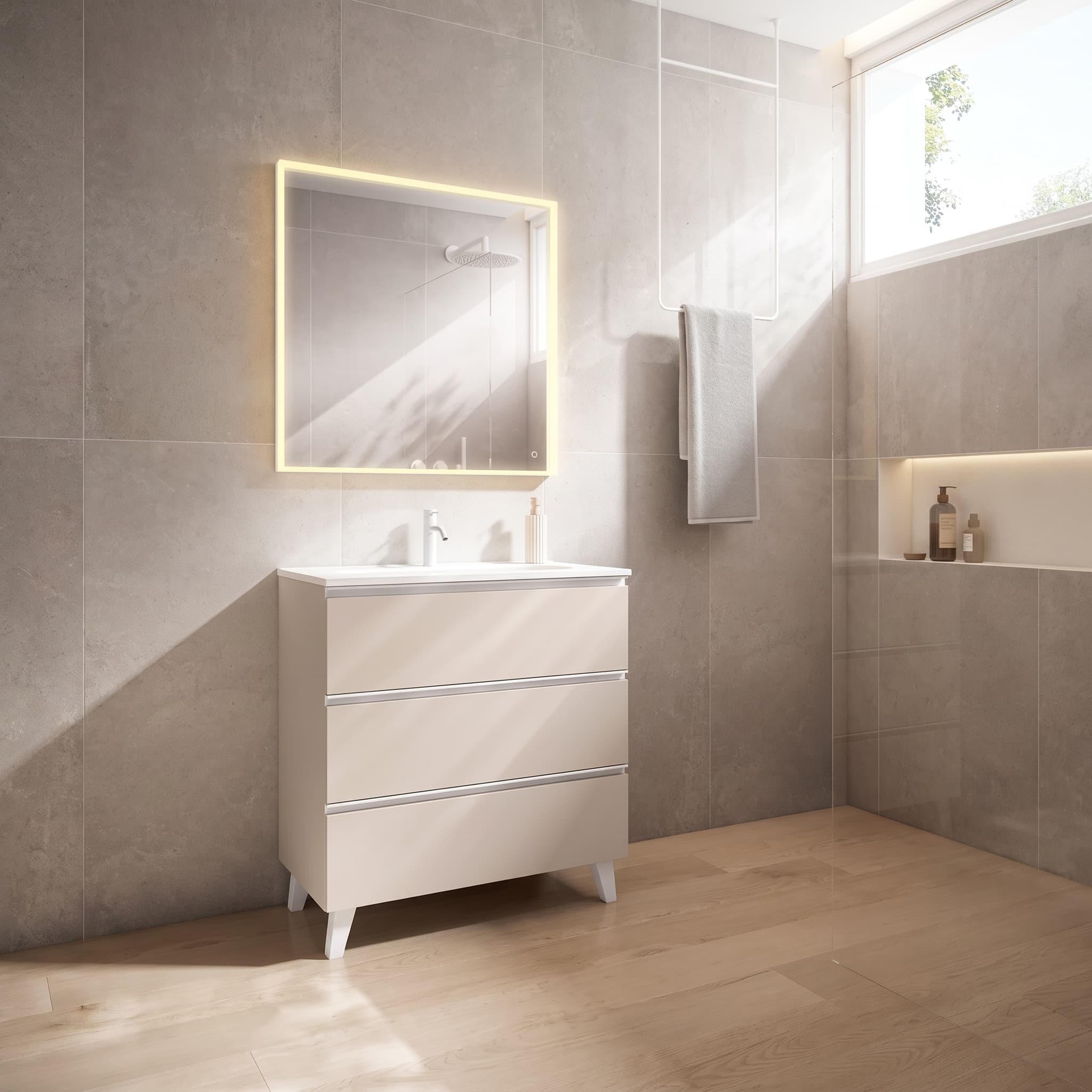 Pack oferta mueble de baño con patas Granada 3C Suelo Laminado de Visobath