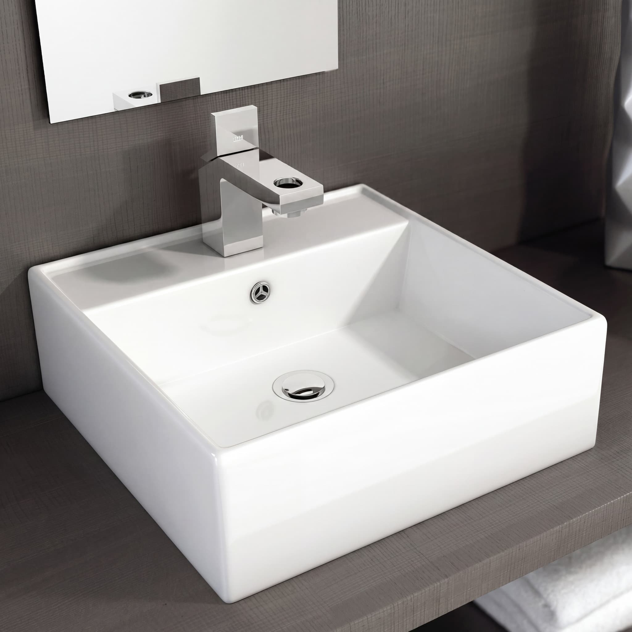 Lavabo Porcelana Libra Blanco Brillo Con Rebosadero 41x41cm