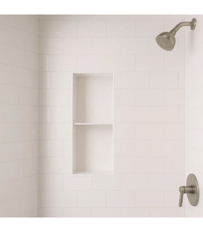 Hornacina para baño vertical con dos estantes Blanca Artic